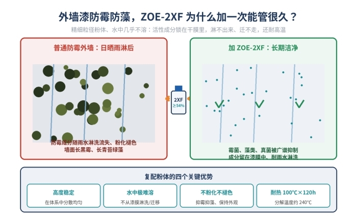 ZOE-2XF防霉防藻剂 外墙乳胶漆防霉剂 耐雨水淋洗不变色(图1)