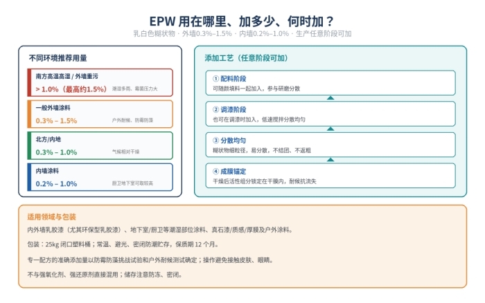 EPW干膜防霉防藻剂 外墙乳胶漆耐候防霉 耐紫外酸雨不挂藻(图2)